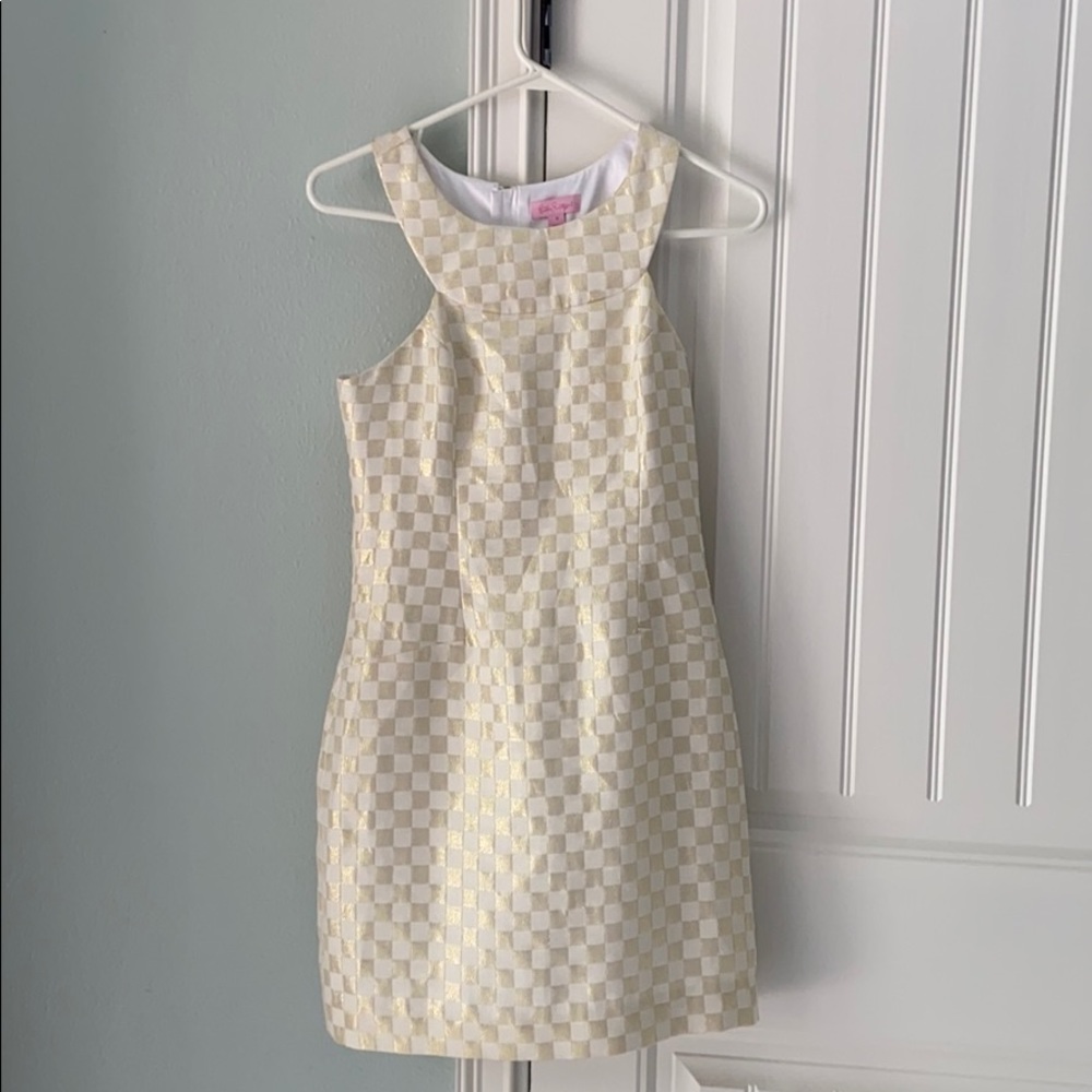 Lilly Pulitzer Gold & White Shift Dress